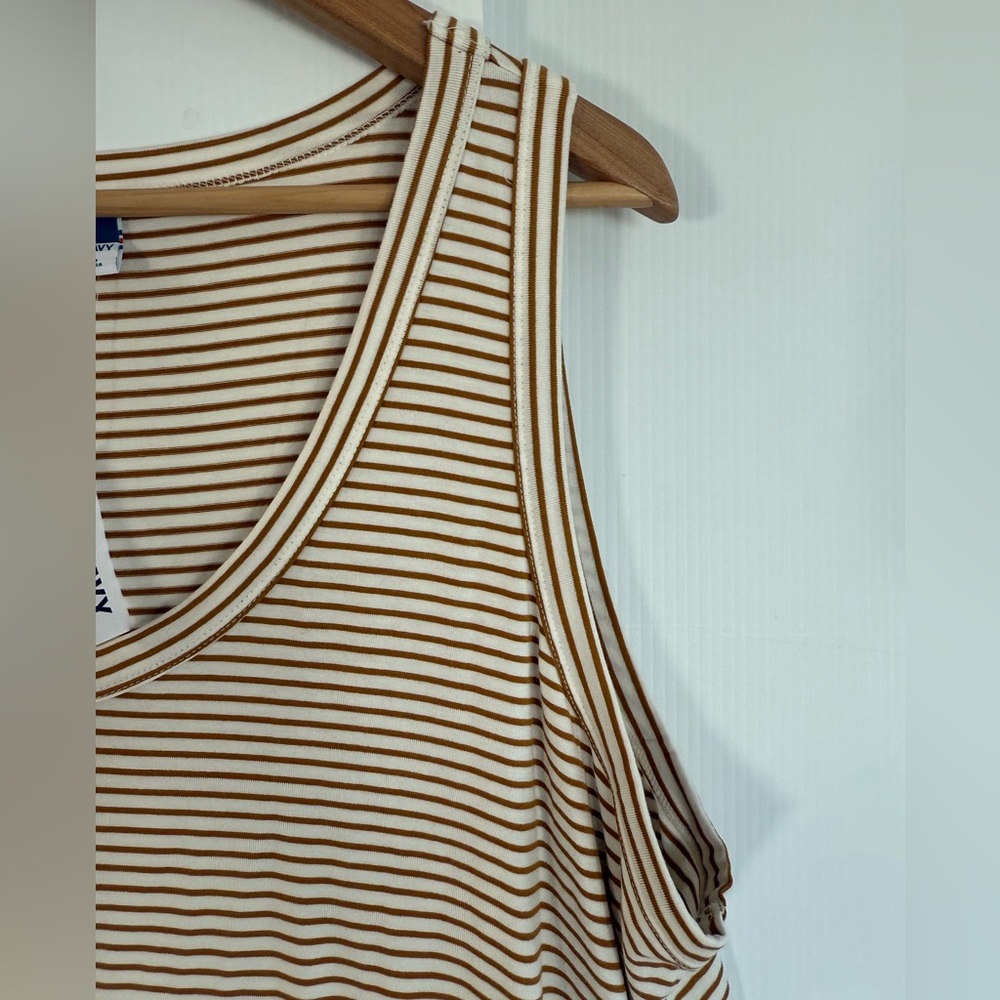 Old Navy Tan Striped Ribbed Luxe Tank - Picture 3 of 7